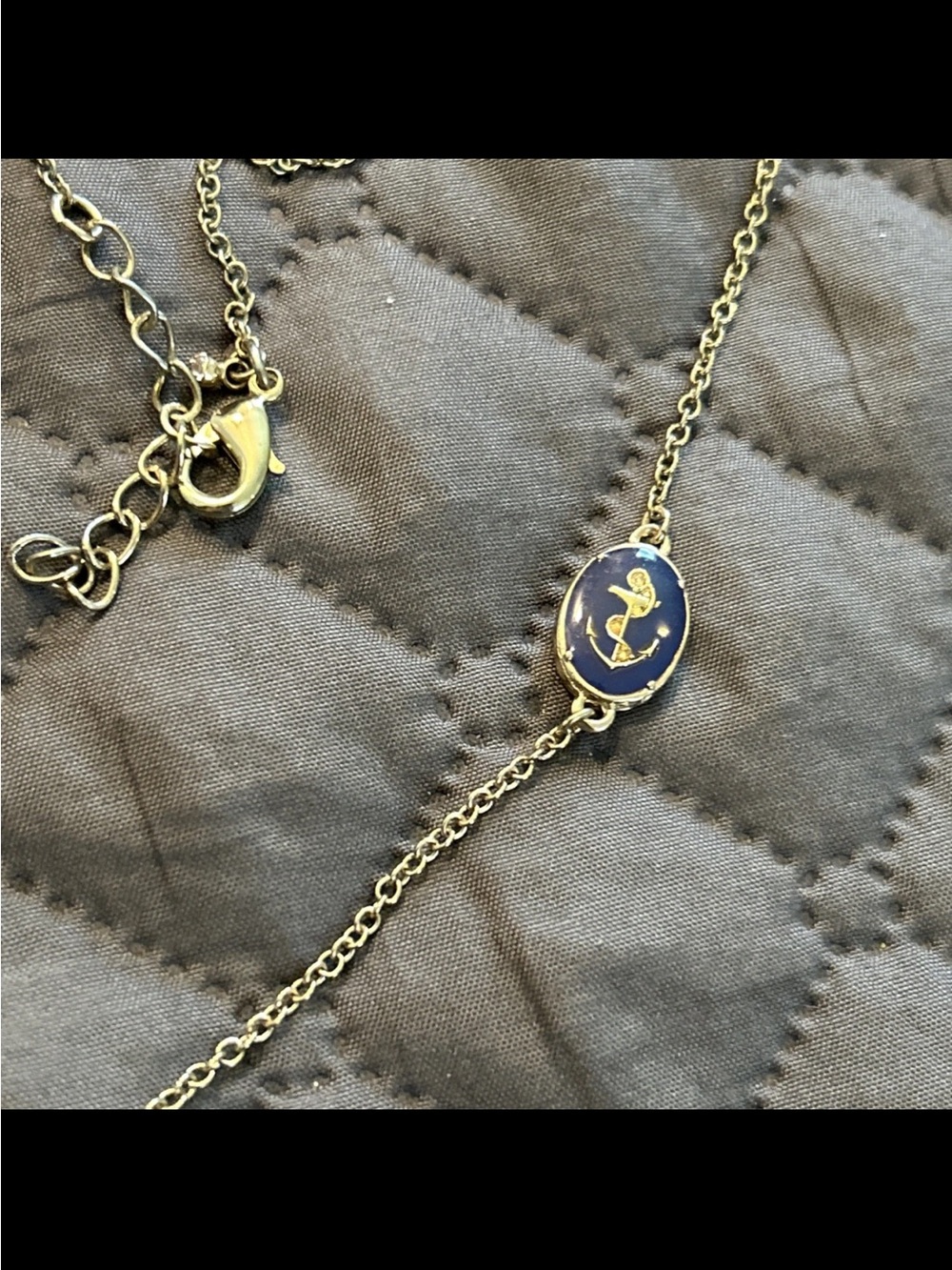 Talbots Gold-Tone Navy Anchor Necklace - Women Jewelry